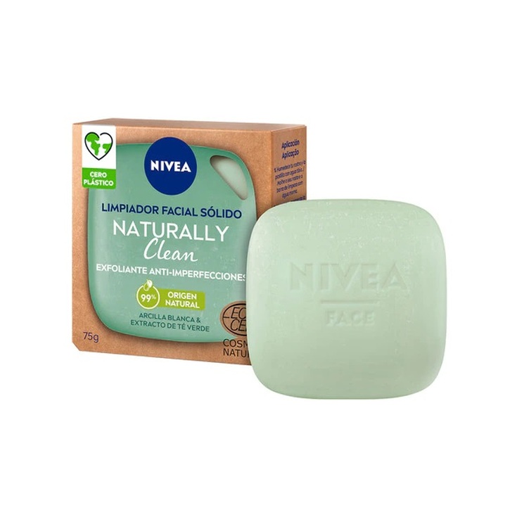 nivea naturally clean limpiador facial solido exfoliante anti-imperfecciones 75g