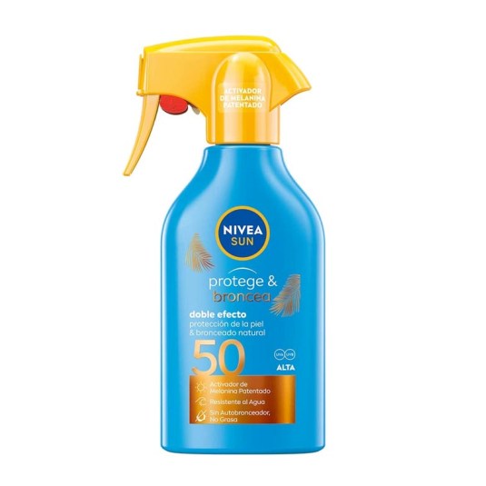 nivea sun spray solar protege & broncea spf50 pistola 270ml