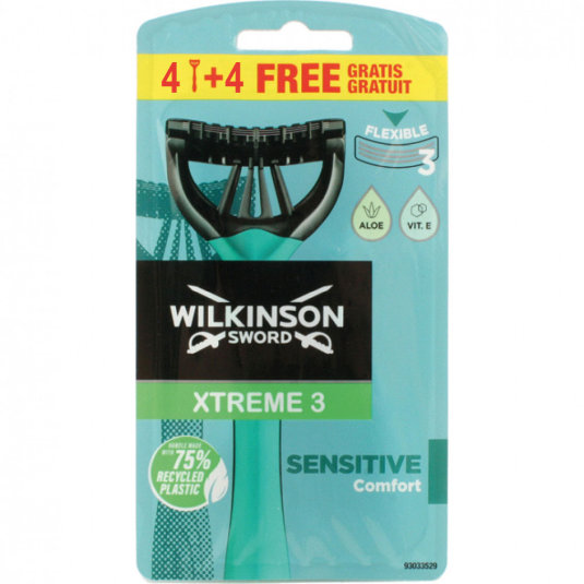 wilkinson xtreme3 sensitive maquinilla desechable 4 + 4 unidades