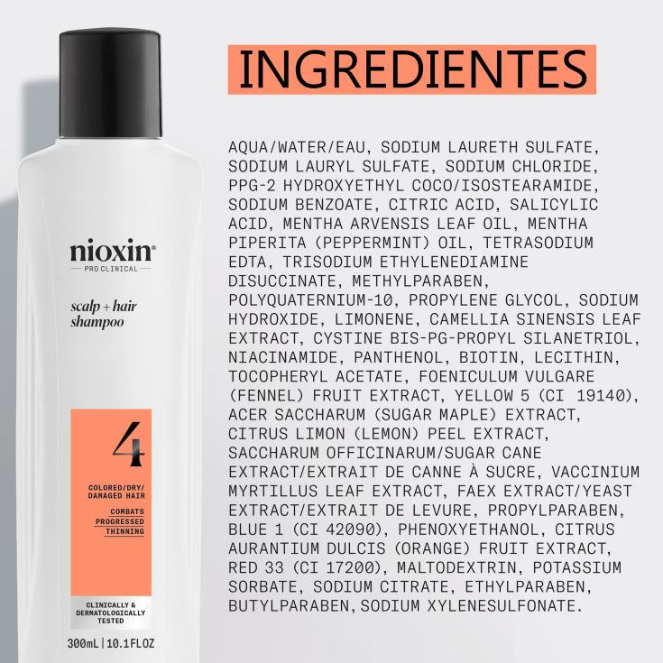 nioxin sist 4 champú fortalecedor cabello teñido 300ml