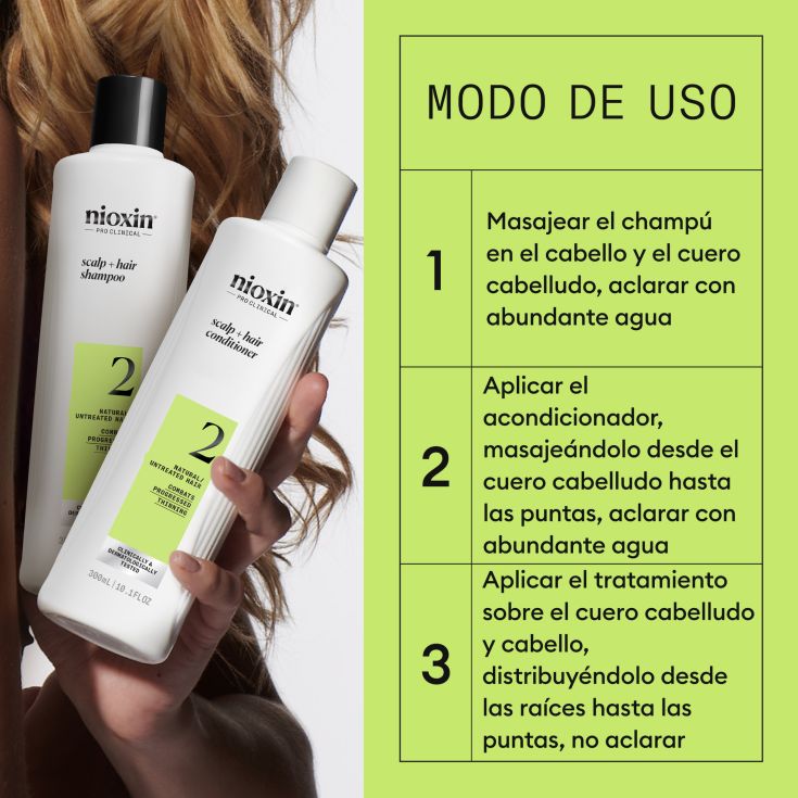 nioxin kit sistema 2 tratamiento para cabello natural debil