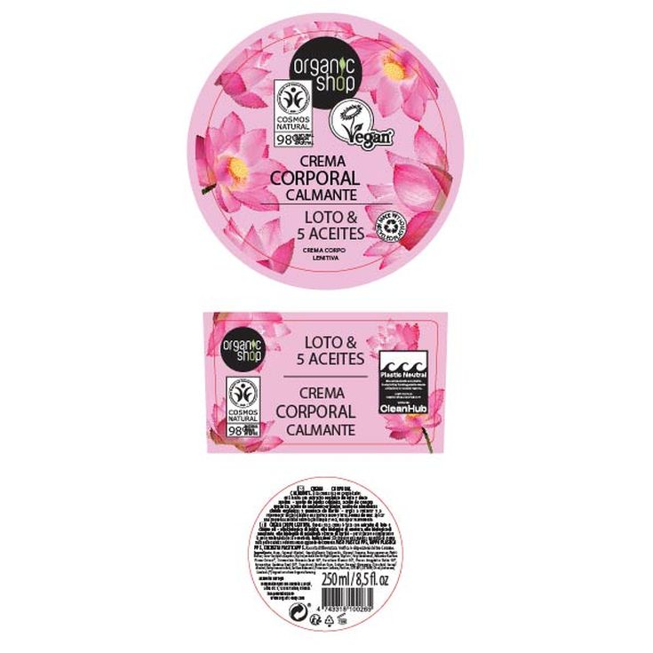 organic shop loto y 5 aceites crema corporal calmante 250ml