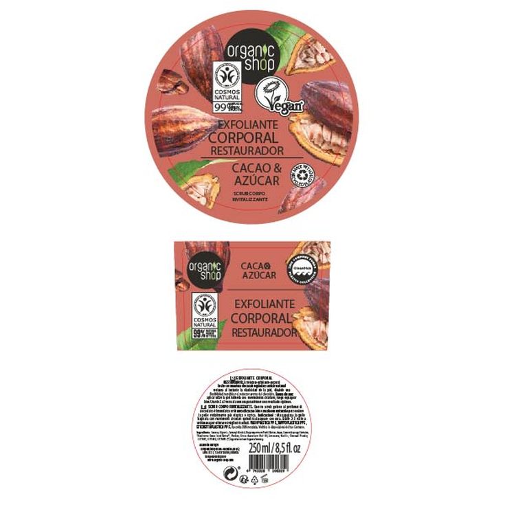 organic shop exfoliante corporal restaurador cacao 250ml