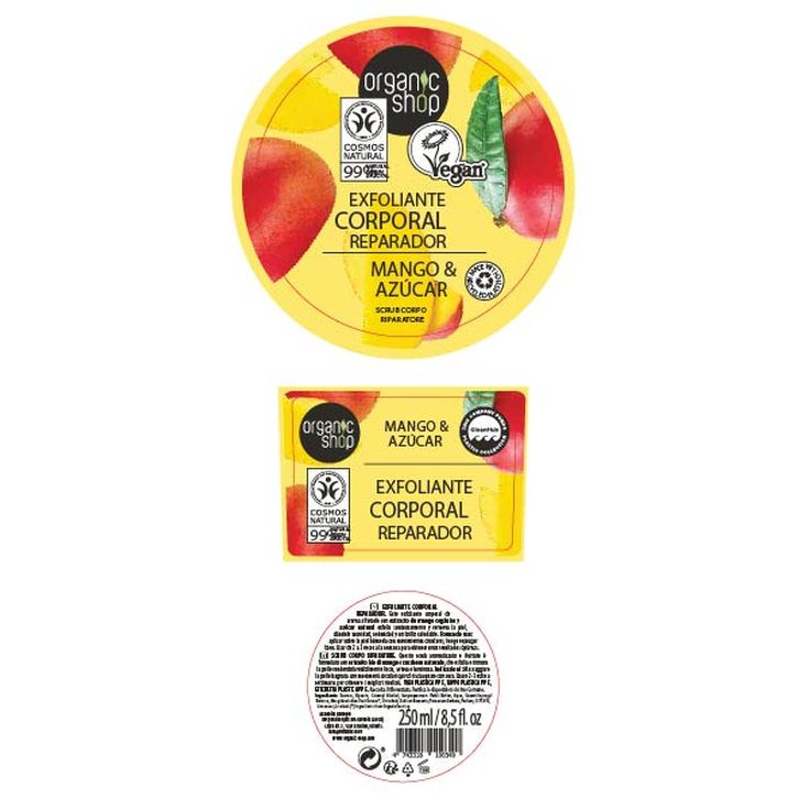 organic shop exfoliante corporal alisante mango y azucar 250 ml