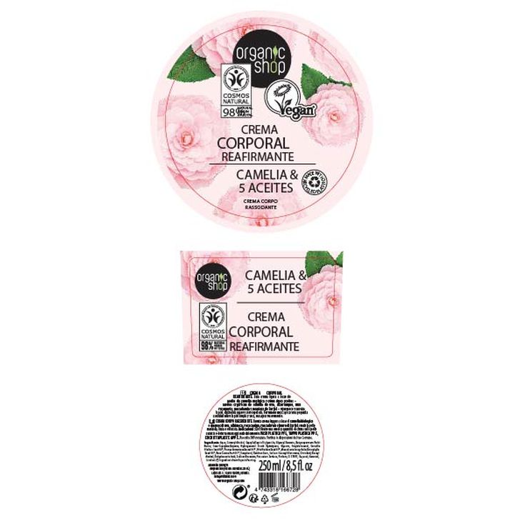 organic shop crema corporal reafirmante camelia & 5 aceites 250ml