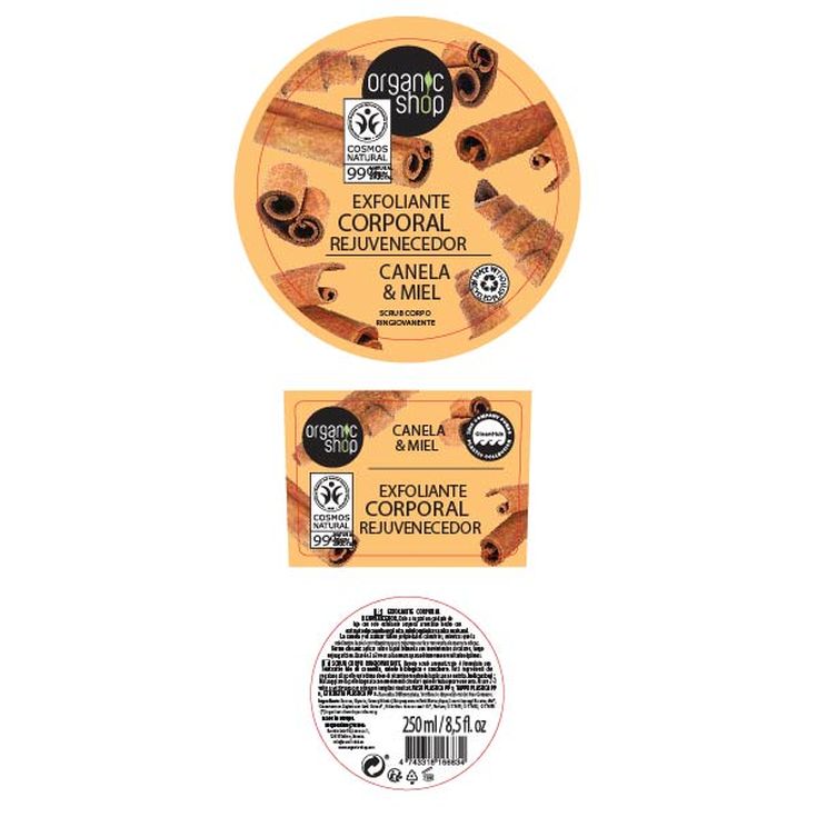 organic shop exfoliante corporal miel canela 250ml