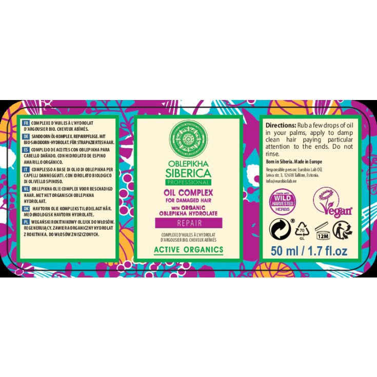 natura siberica oblepikha complejo de aceites para cabellos dañados 50ml