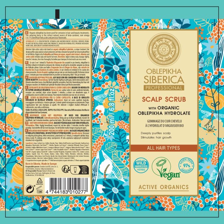 natura siberica-oblepikha natura siberica exfoliante para el cuero cabelludo 200ml