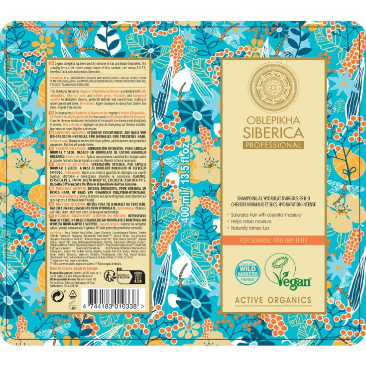 natura siberica oblepikha champu cabello normal y seco 400ml