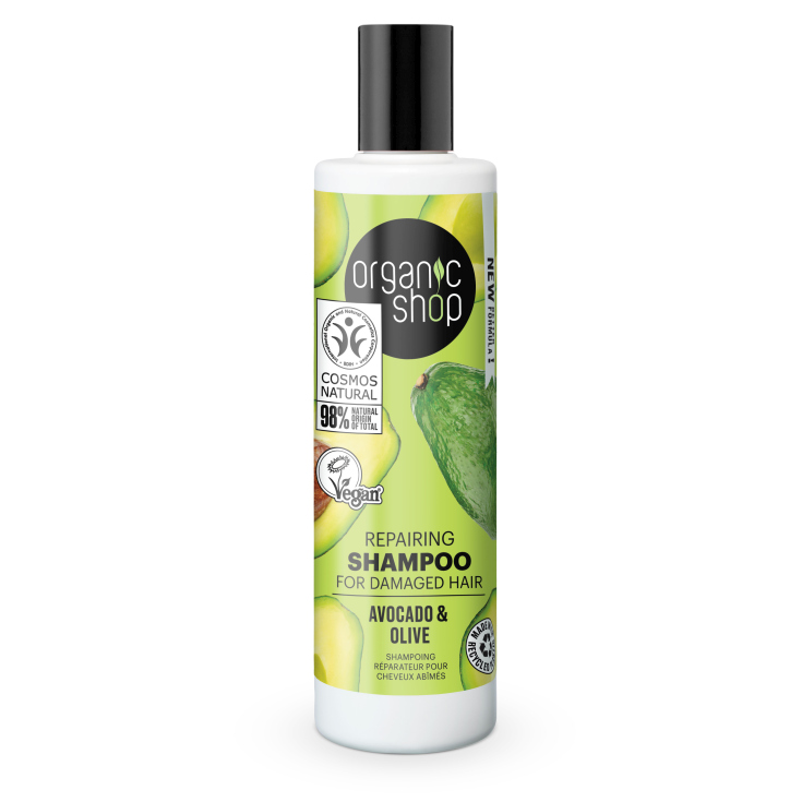 organic shop eco-champu reparador cabello dañado oliva y aguacate 280 ml