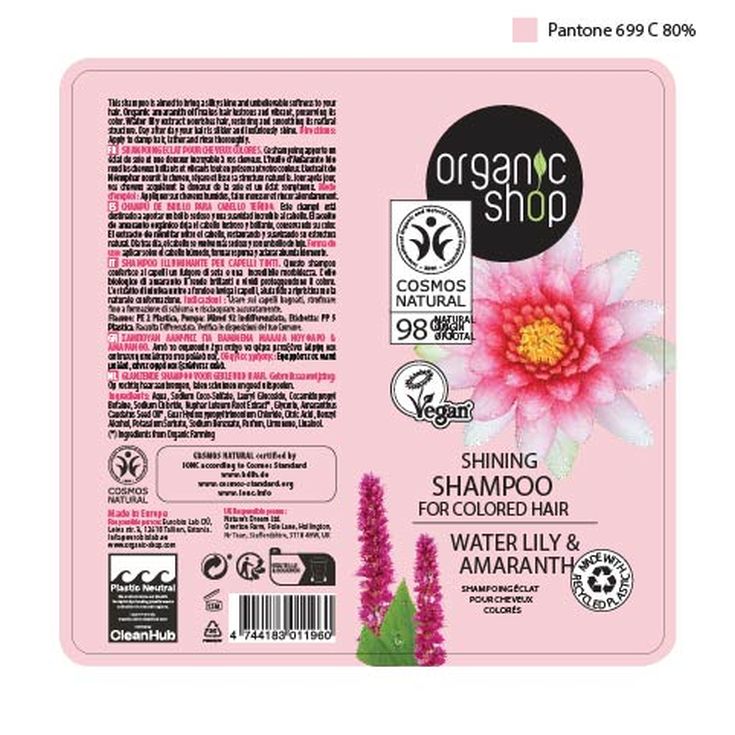 organic shop eco-champu nenufar amaranto 80ml