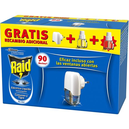 raid insecticida electrico antimosquitos aparato + 2 recambios