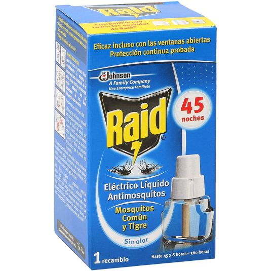 raid insecticida electrico liquido recambio 45 noches 1 unidad