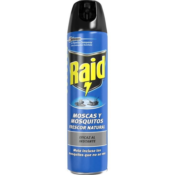 raid insecticida volador para moscas y mosquitos accion instantanea spray 600ml