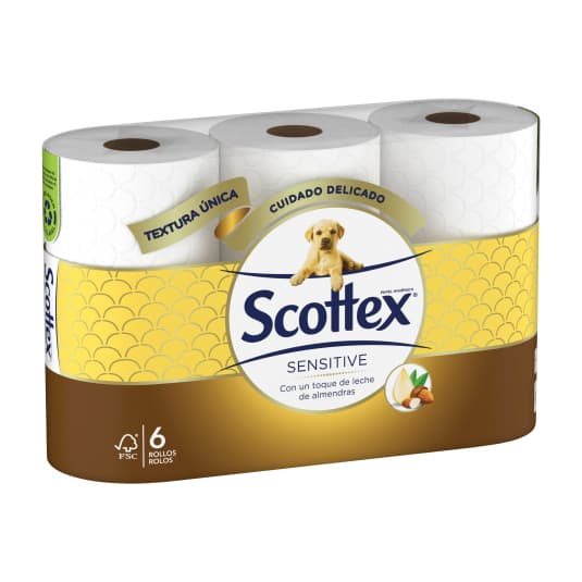 scottex papel higienico sensitive acolchado 6 rollos