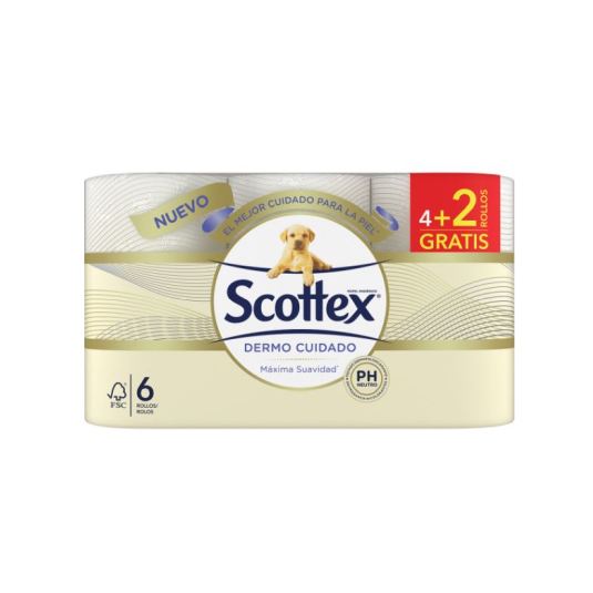 scottex dermo cuidado papel higienico 4+2 rollos