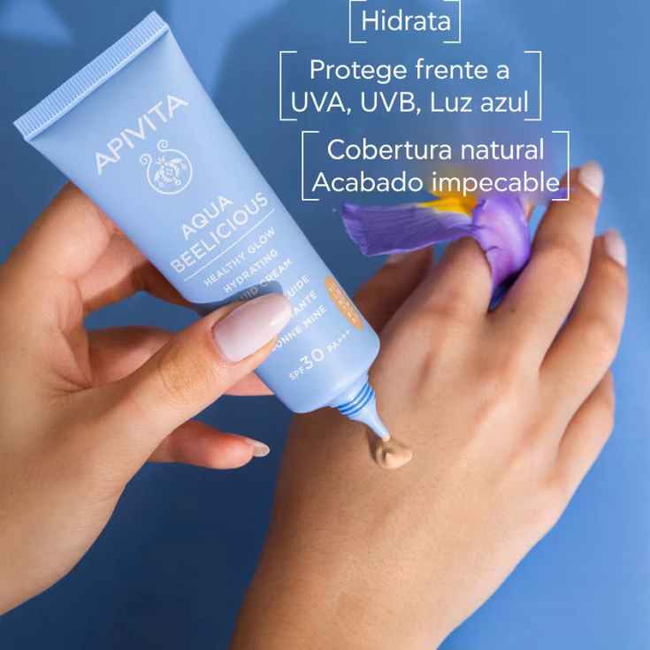 apivita aqua beelicious healthy glow hydrating luid cream spf30 