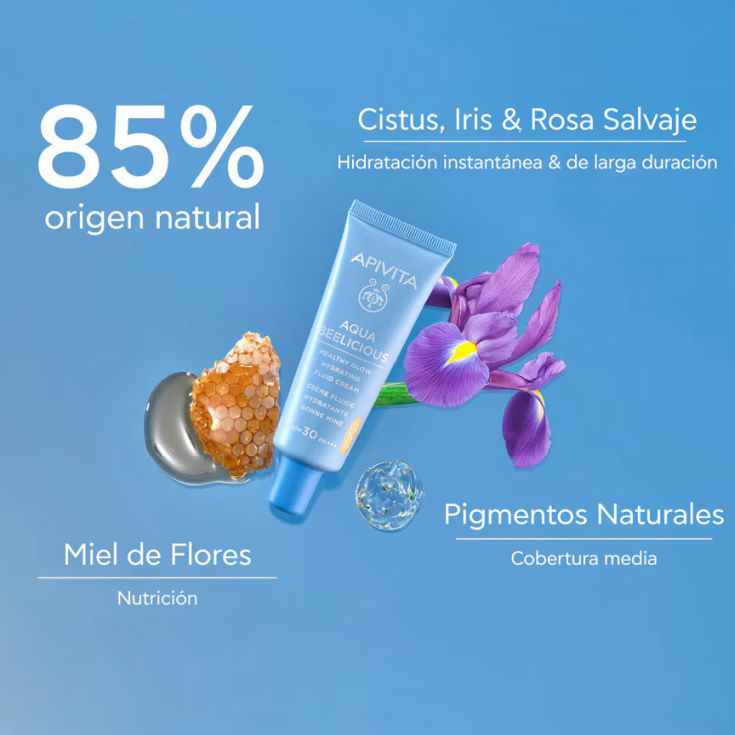 apivita aqua beelicious healthy glow hydrating luid cream spf30 