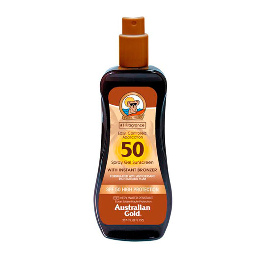 australian gold sunscreen spf50 spray gel with instant bronzer 237ml australian gold sunscreen spf50 spray gel with instant bronzer 237ml