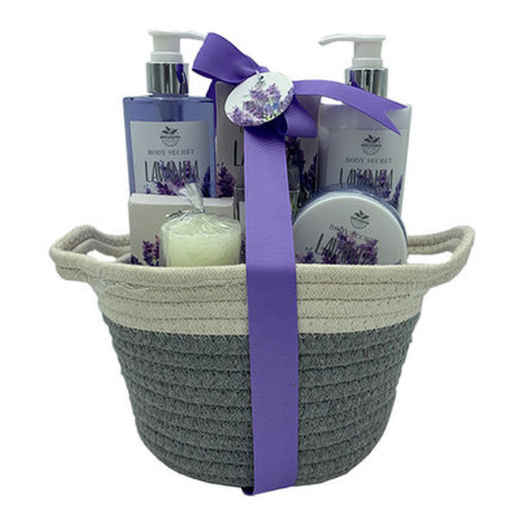 set de baño cesta algodón bicolor lavanda 6 piezas set de baño cesta algodón bicolor lavanda 6 piezas