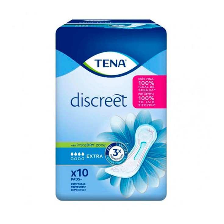 tena discreet extra compresas 10 unidades