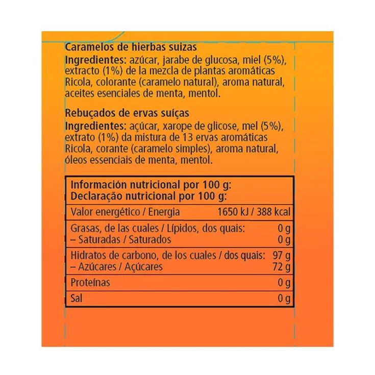 ricola caramelo miel y hierbas bolsa 70g