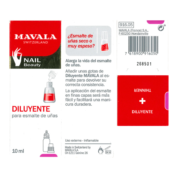 mavala diluyente de esmalte de uñas 10ml