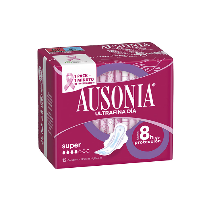 ausonia air dry compresas super c/alas 12uds