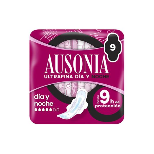 ausonia air dry compresas c/alas noche 9uds