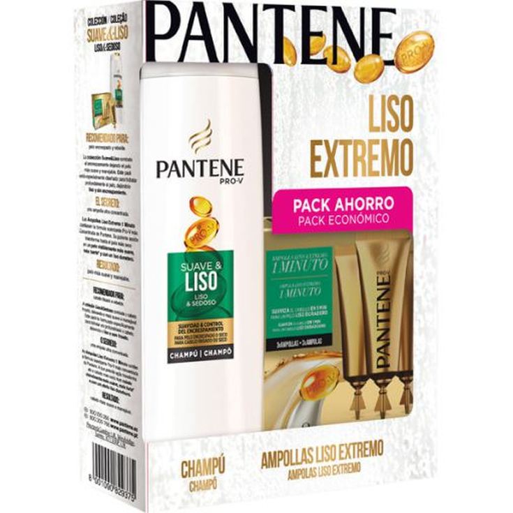 pantene pack liso extremo champu 360ml+ ampollas rescate 3x15ml pantene pack liso extremo champu 360ml+ ampollas rescate 3x15ml