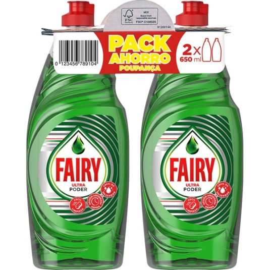 fairy ultra poder lavavajillas duplo 2x650ml
