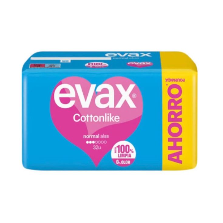 evax cottonlike compresas con alas normal 32 unidades