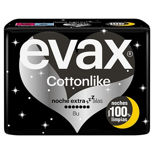 evax cottonlike noche extra con alas 8 unidades