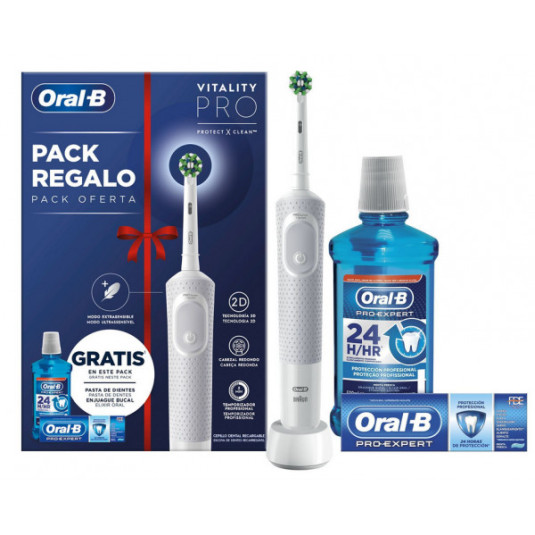 oral-b vitality pro cepillo electrico blanco set 3 piezas