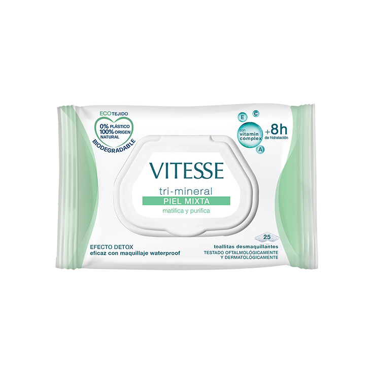 vitesse toallitas desmaquilladoras tri-mineral complex piel mixta 30unidades