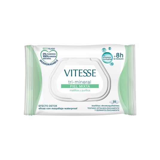 vitesse toallitas desmaquilladoras tri-mineral complex piel mixta 30unidades