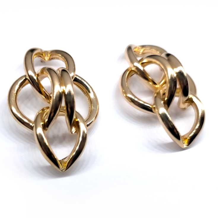 pendientes dorados colgantes eslabones 1 par