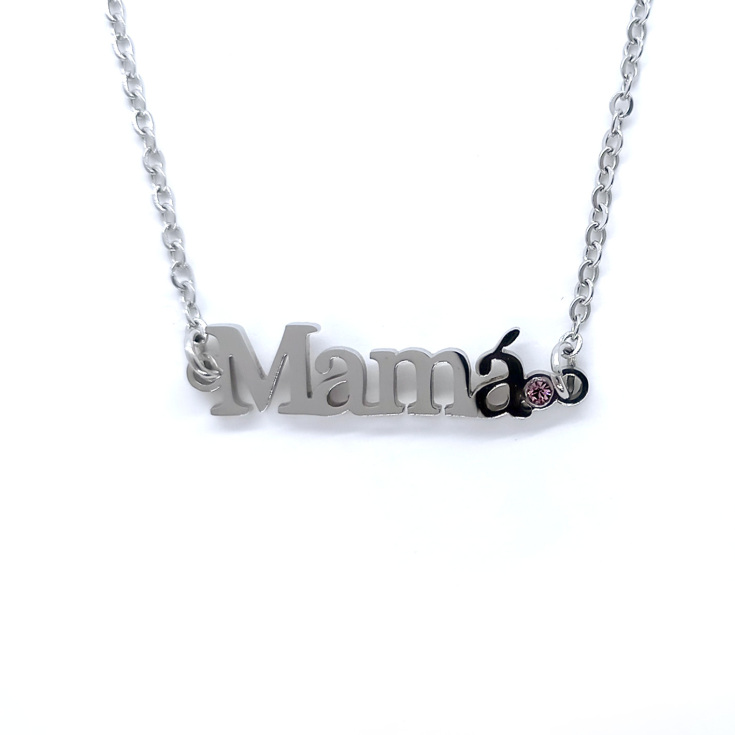 collar plateado personalizado palabra mama