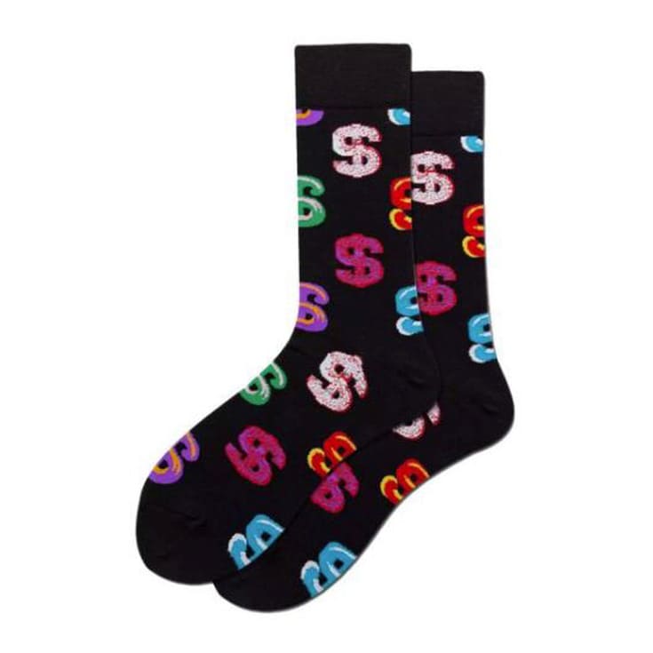 happy feet calcetines negros simbolos dolar