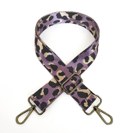 correa ancha para bolso para mujer print animal leopardo lila
