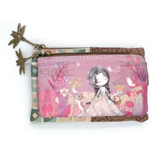 sweet & candy girl in a flowery field monedero doble compartimento
