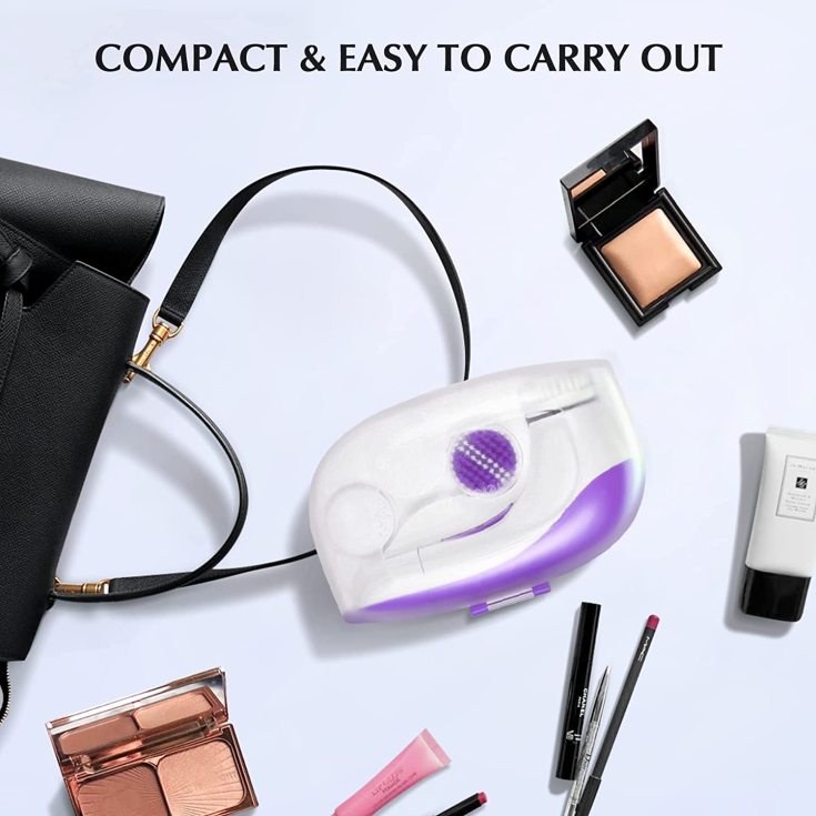 etereauty cepillo de limpieza facial lila 4 cabezales tamaño viaje