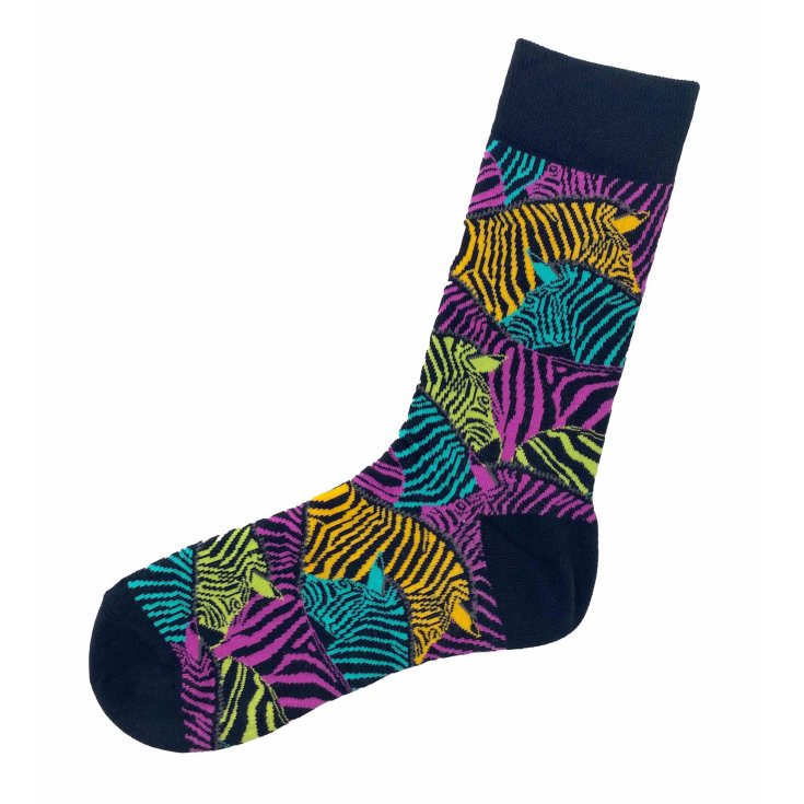 happy feet calcetin negro cebra colores vivos happy feet calcetin negro cebra colores vivos