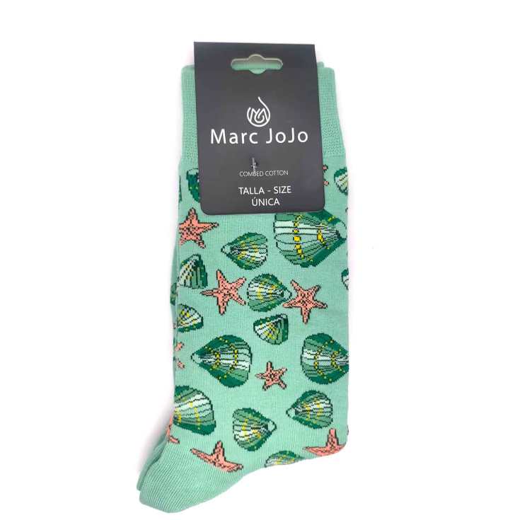 happy feet calcetines verdes conchas mar