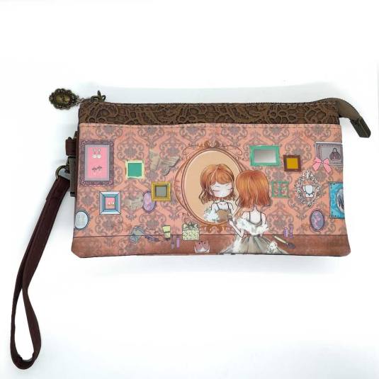 sweet & candy girl in the mirror cartera mediana 3 compartimentos asa