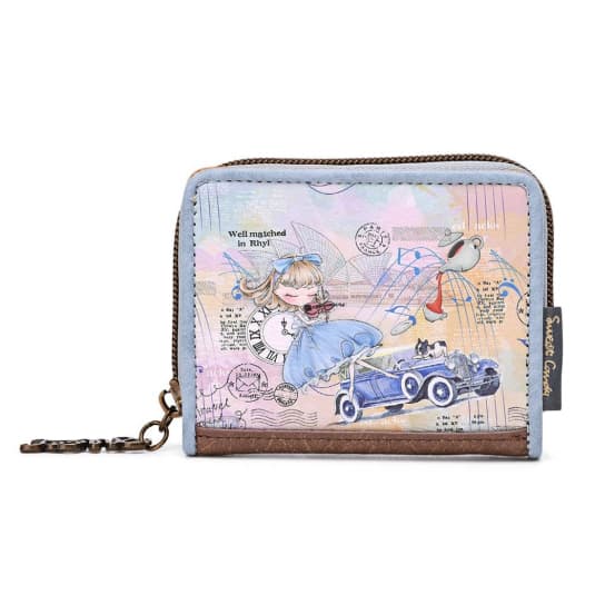 sweet & candy blue violinist girl cartera tarjetero pequeña