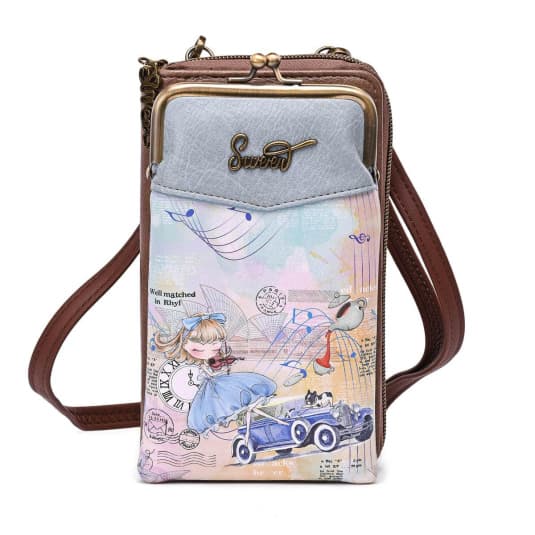 sweet & candy blue violinist girl bolso porta movil cierre clic clac