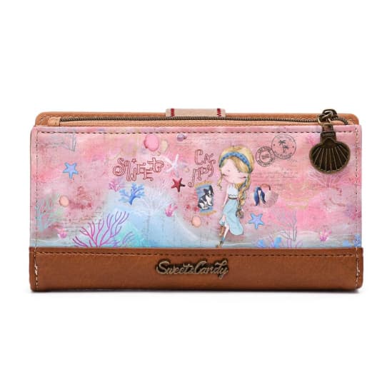 sweet & candy girl on the beach cartera tarjetero mediano