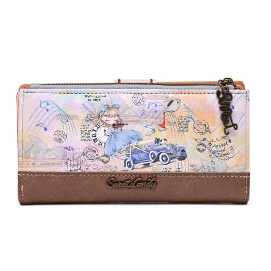 sweet & candy blue violinist girl cartera tarjetero mediano