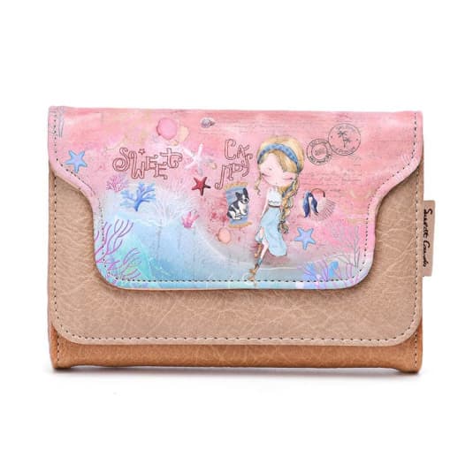 sweet & candy girl on the beach cartera tarjetero mediano